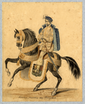 32659 Afbeelding van een kostuumontwerp van Anton, markies van Berghes, te paard, figurant in de maskerade van de ...